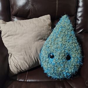 Blue and Green Textured Teardrop Pillow